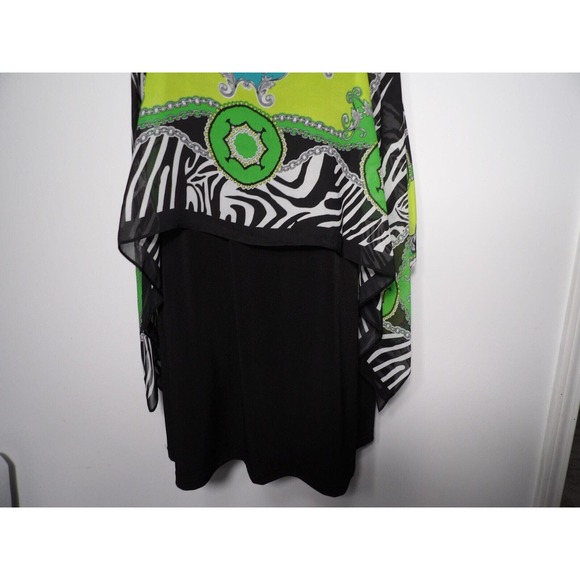 S.L. Fashions 18W Dress Shift Boho Layered Black Green Peasant Abstract Artsy - Picture 4 of 10